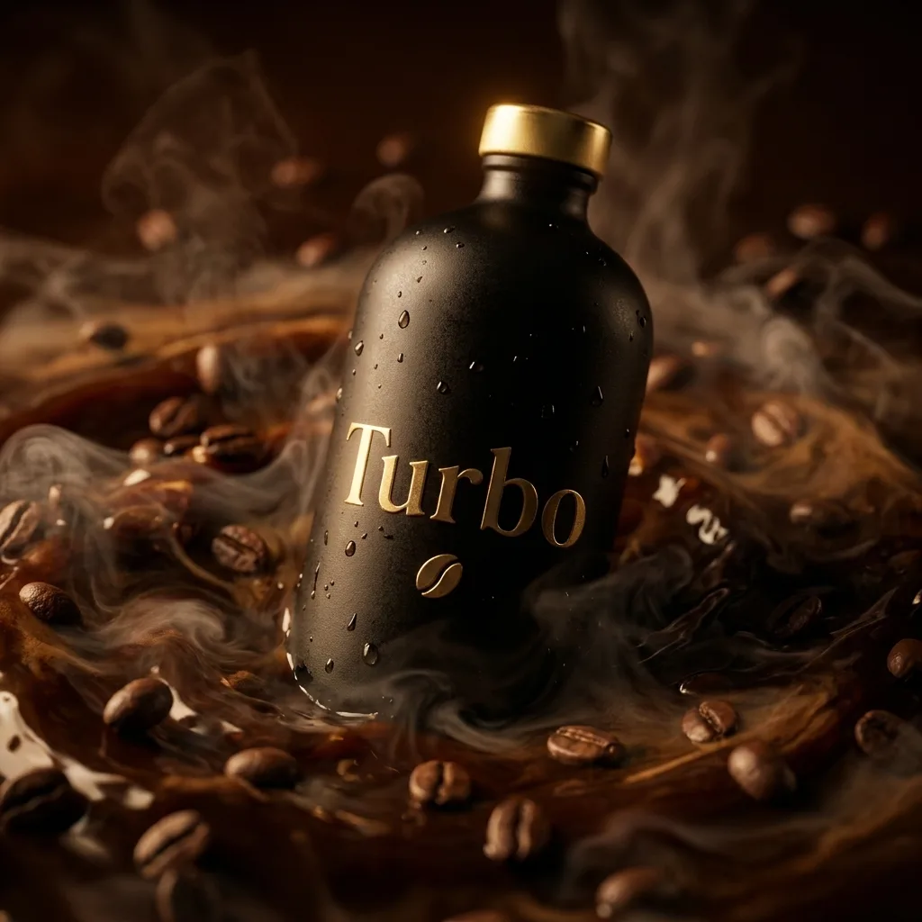 Retouched coffee bottle peaking